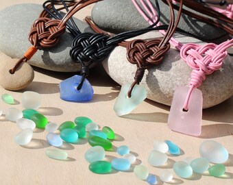 celtic knot necklace leather celtic knot sea glass necklace sea glass pendant celtic knot nautical necklace blue sea glass sea glass pendant