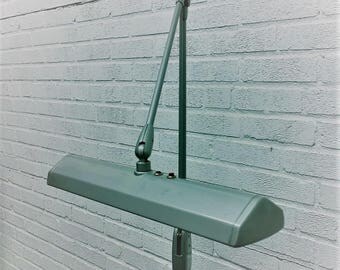 Vintage Dazor Industrial Silver Gray Floating Arm Drafting Lamp Steampunk