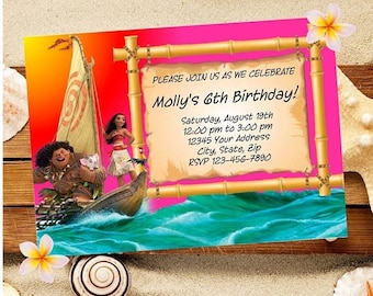 60% OFF SALE Moana Party Invitation Download, Maui and Moana party, Instant Downlaod, PDF and Blank Template Provided, Unlimited Printing, D