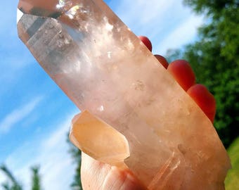 Magical Large Natural Golden Healer Lemurian Seed Quartz with Hematite/Dolphin Quartz/Rainbow Flash/Brazil/1.4 lbs