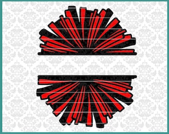 CLN0635 Cheerleader Pom Pom Split Cheer Team Pride Squad SVG DXF Ai Eps PNG Vector Instant Download Commercial Cut File Cricut Silhouette