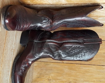 Vintage Nacona Black Cherry Western Boots Mens Size 8