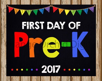 INSTANT DOWNLOAD- First Day of Pre-K Sign- School Chalkboard sign- School Digital Sign-School Photography Prop-8" x 10" image-Digital