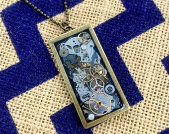 Bronze Steampunk Rectangle Necklace
