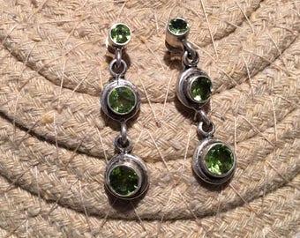 Vintage Peridot Earrings...Sterling Silver Earrings...Gypsy...Hippie...Birthstone...Ethnic...Gift...Vintage Shop