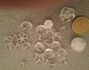 A set of transparent glass beads
