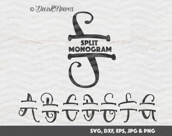 Split Monogram Svg, Split Letter Monogram, Split Font Svg, Split Alphabet Svg, Split Svg, Cricut, Silhouette Cut Files, Letters SVDL010