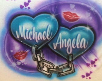 Personalized Couples shirt, airbrush shirt, gift for her, parchen pullover, wedding gift, his and her shirts, custom couples shirt, matching