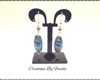 Oval turquoise and gold earrings