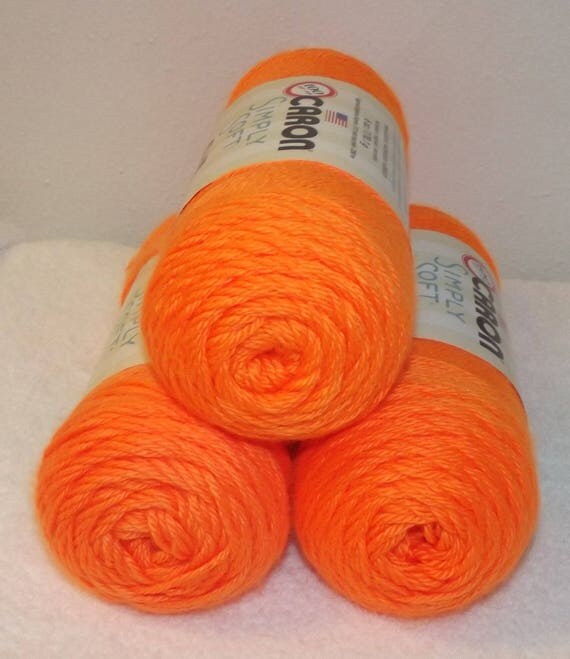 Neon Coral Simply Soft Caron Yarn Single Skein of Neon Yarn