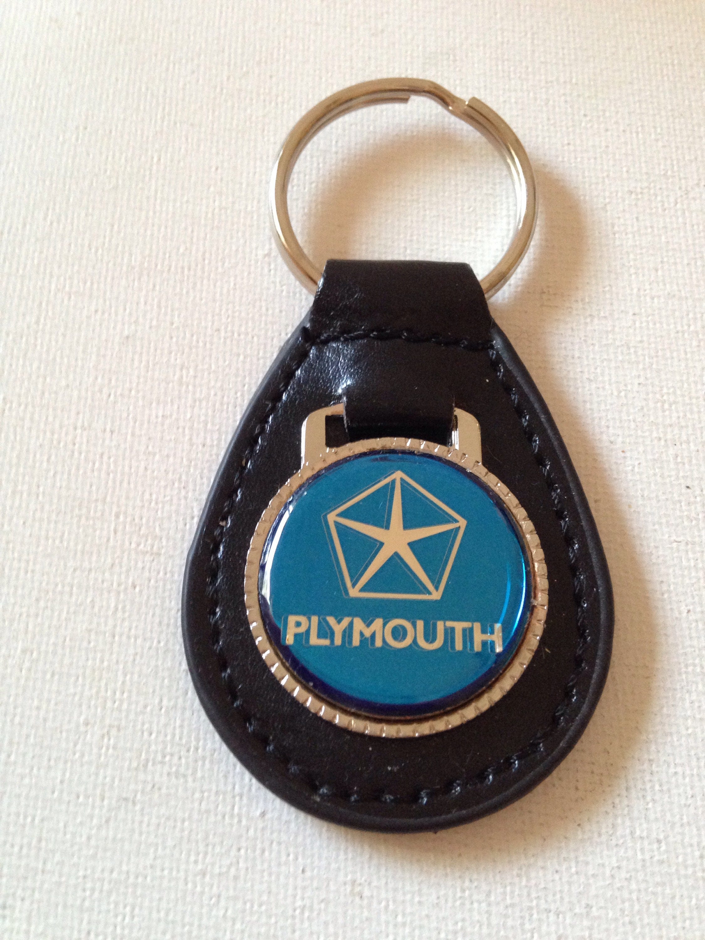 Plymouth Keychain Black Leather Key Chain