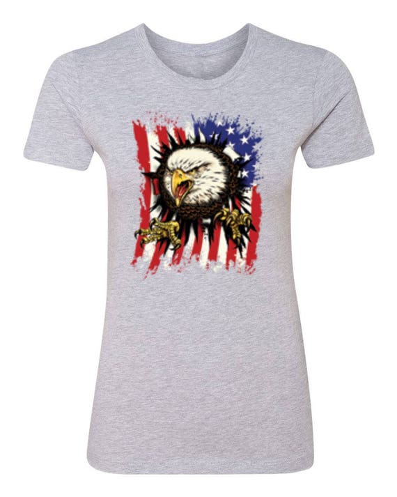 Eagle Ripping Through The American Flag Ladies' T-shirt