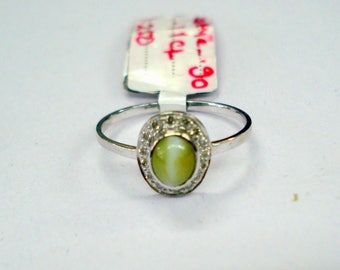 Gold Ring Diamond Ring Cat's Eye Gemstone Ring Handmade Gold Ring