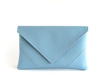 Sky Blue Clutch Handbag Vegan Leather Clutch Bag Bridesmaid Clutch Purse Gift For Her Evening Clutch Vegan Bag Leather Bag Gift For Mom