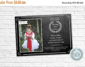 50% OFF PHOTOGRAPHER TEMPLATE Holiday Mini Sessions Flyer, Chalkboard Vintage Christmas Photography Template, Photoshop Template, Design #18