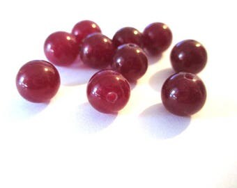 10 pearls Burgundy 8mm natural jade (4)