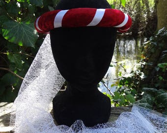 Medieval headdress, red and white
