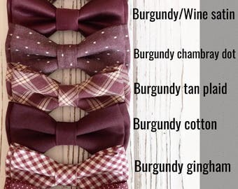 Burgundy bowtie - Wine bow tie- burgundy dot bow tie- wedding bowtie - Grooms bowtie - Groomsmen bowtie -Ring bearer's bowtie