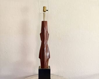 Mid Century Sculptural Wooden Lamp By The Laurel Company