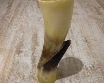 Beautiful wineglass made of two bull horns.