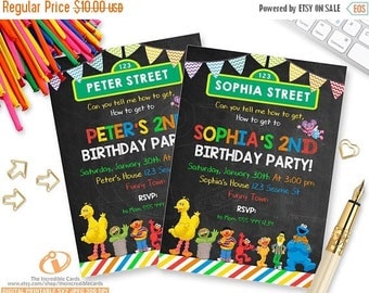 50% OFF SALE Sesame Street Invitation , Sesame St. Birthday Invitation, Elmo Invitation, Elmo, Big Bird, Cookie Monster, Abby Cadabby, Print