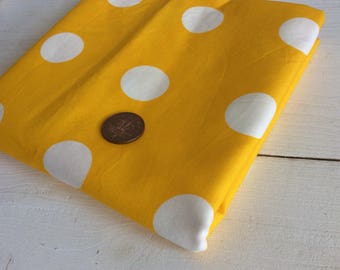 Yellow Polka Dot Fabric Piece - Yellow and White Fabric - 106 x 110 cm - Craft Fabric - Sewing Fabric - Yellow Spotty Fabric