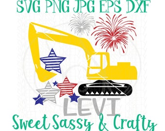 excavator svg, 4th of july svg, Svg files, construction svg, patriotic svg, 4th of July shirt svg, merica svg, SVG, EPS, DXF, PnG, cut file
