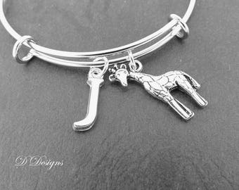Giraffe Bangle, Giraffe Bracelet, Personalised Bangle, Animal Bangle, Personalised Giraffe Gifts, Giraffe Jewellery, Giraffe Gifts
