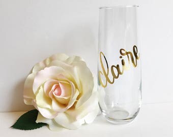 Personalized Champagne Flutes - Stemless Champagne Flutes, Stemless Glasses, Bridesmaid Gift, Bridal Party