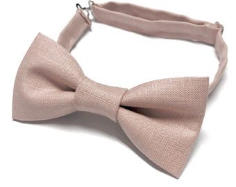Dusty Rose Bow tie, Dusty Pink Bow tie, Linen Bow tie, Pink Linen Bow tie, Rose Bow tie, Dusty Rose Bowtie, Pink Bowtie, Wedding Bowtie