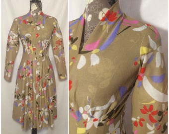 Vintage 1960s/70s Floral Pleated Dress // S