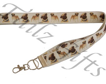 Pug Breed of Dog Lanyard or Keyring - Perfect Gift