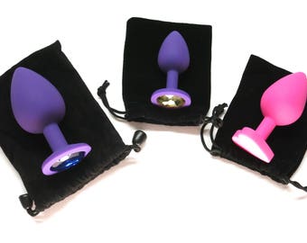 3 Pieces Jewel Butt Plug Soft Silicone Anal Plug Dildo Sex Toys Butt Plug Mature (3 Sizes All Included)