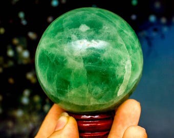 Large Green Fluorite Crystal Ball - Large Crystals - Rocks and Minerals - Natural Curios - Gifts for Her - Crystal Sphere Polished Fluorite