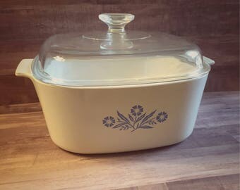 Vintage Corning Ware Cornflower Blue 5 Liter Casserole Dish with Lid A-5-B