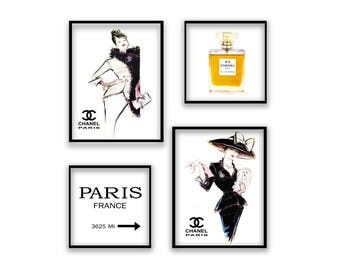 Chanel Print Set, Coco Chanel poster Set, Coco Chanel Print, Paris Fashion Print, Chanel Wall Art, CC Fashion Print Set, Chanel Poster