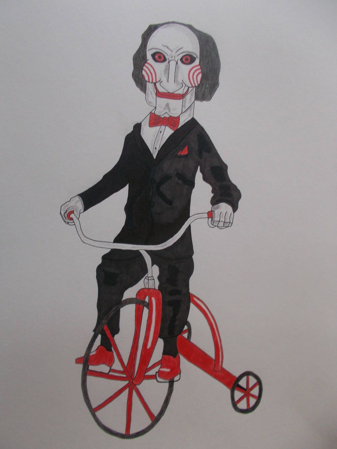 Jigsaw saw drawing with colored pencils and markers