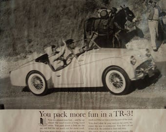 1960 TR-3 ad. 1960 Triumph TR-3 ad. 1960 Triumph TR-3 convertible. Vintage Triumph ad.