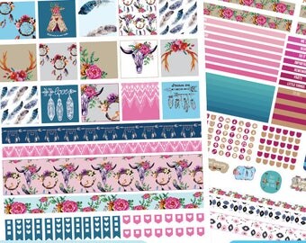 Mini Happy Planner Boho Planner Stickers Printable, Boho Kit Mini Happy planner, Weekly Kit,Printable Sampler,Instant download, Cut files ,