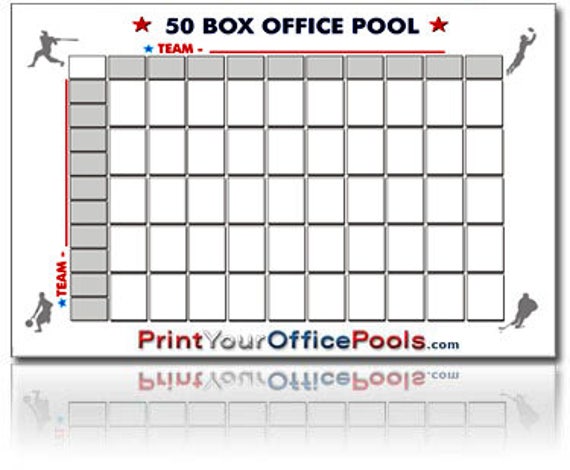 50 Super Bowl Square Box Block Pool Laminated Reusable Chart