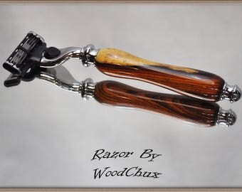 Handmade Exotic Cocobolo Wood Double Edge Safety Gillette Mach 3 Fusion Shaving Razor Colorgrain 857