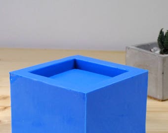 Concrete planter mold, Geometric concrete mould, Silicone concrete mold, Square flower pot mold, Cube planter mold, Concrete pot mold
