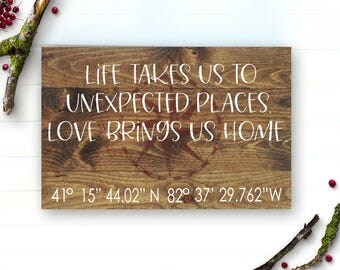 Coordinates Sign - GPS Coordinates Sign - GPS Sign - Location Sign - Coordinate Wood Sign - Custom GPS Sign - Wood Sign - Rustic - 14x22