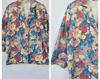oversized floral print blazer / large to extra large