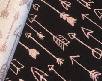 RILEY BLAKE Rose gold arrow print cotton Yes Please by Jen Allyson for My minds eye rose gold arrow print cotton in black