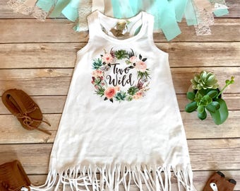 Two Wild Birthday Dress, Second Birthday Outfit Girl, 2nd Birthday Outfit Girl, Second Birthday Girl Dress Boho Fringe Dress Cactus Birthday