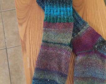 Hand-knitted striped women's socks