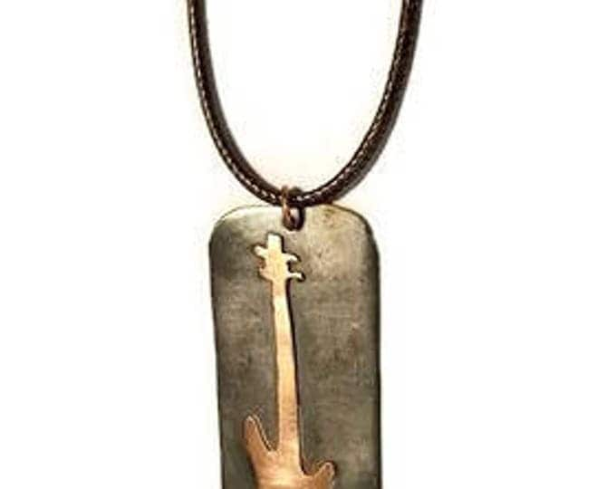 Copper Bass Guitar Pendant, Fender Bass Necklace, Ibanez Bass Guitar Pendant, Custom Guitar Necklace, Unique Gift for Musicians