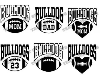 Bulldogs Big Football with Numbers Download File - SVG, DXF, EPS files, Vinyl Cut Files, Digital Cut Files -Use with Cricut and Silhouette