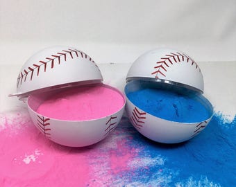 2 Gender Reveal Baseballs (Color combination of choice) (Labeled individually)